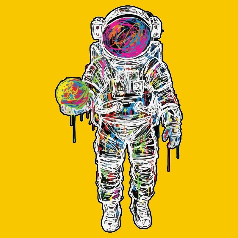 Space Astronaut Scribble Painting Planet