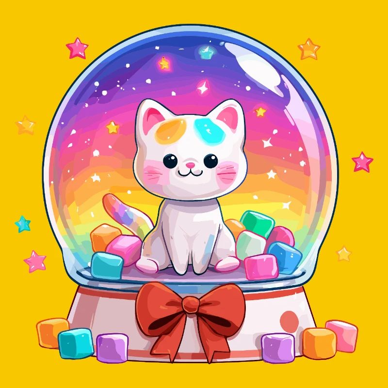 Regenbogen Katzen Snowglobe