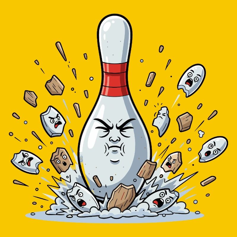 Exploding Bowling Pin Cartoon