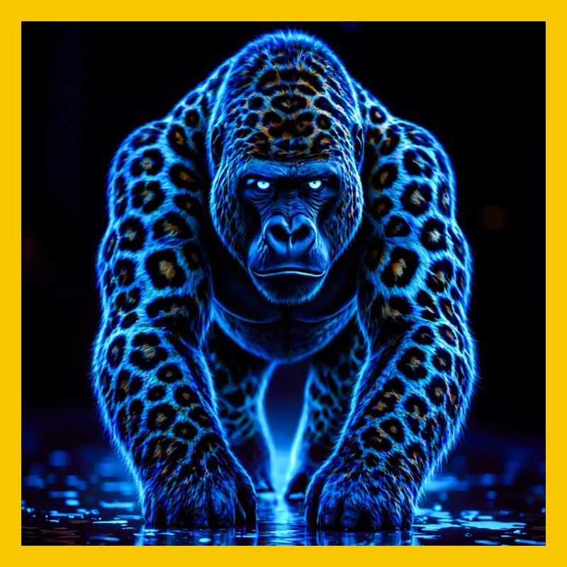 Neon Emperor Gorilla with Leopard Pattern
