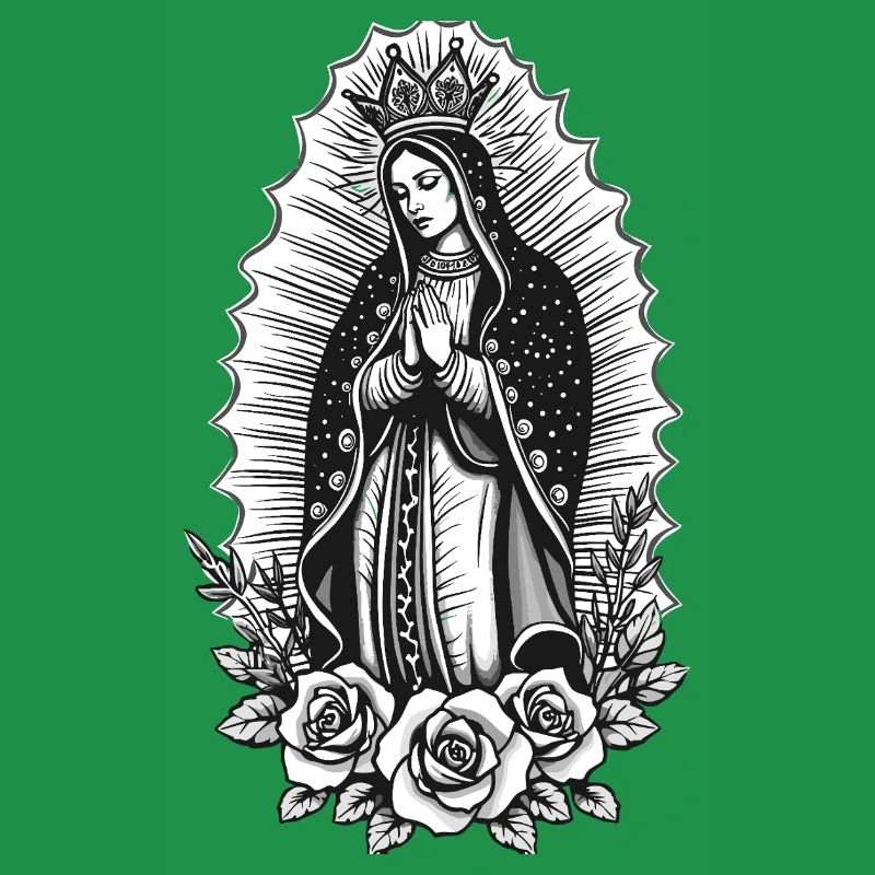 Guadalupe Line Style Rose Motif