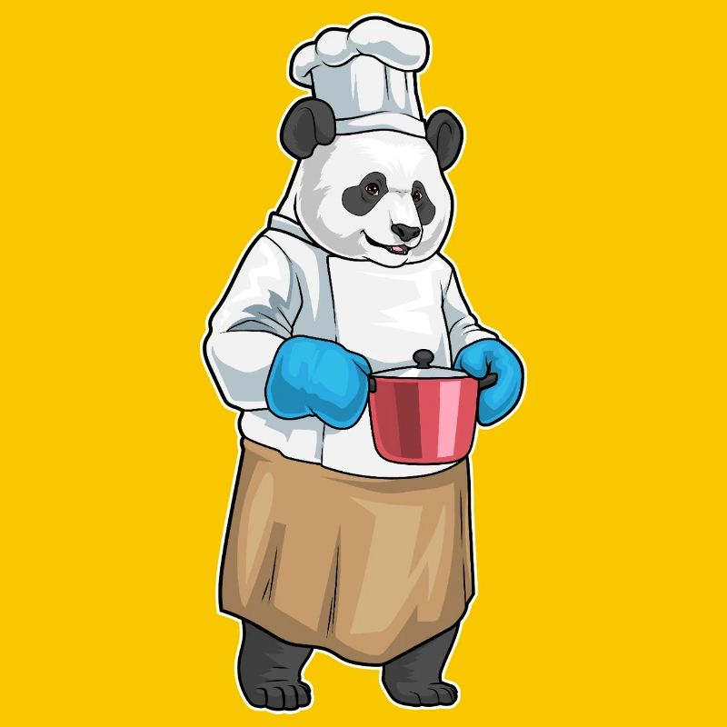 Cuisinier panda Cuisson de la marmite