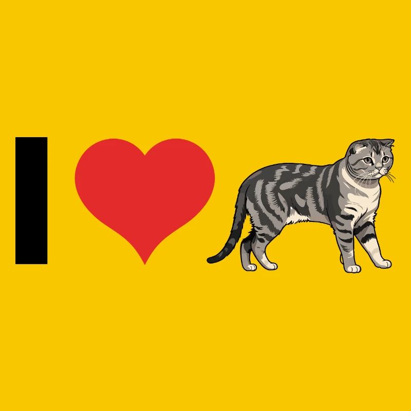 J’aime Scottish Fold - Chat mignon Sticker