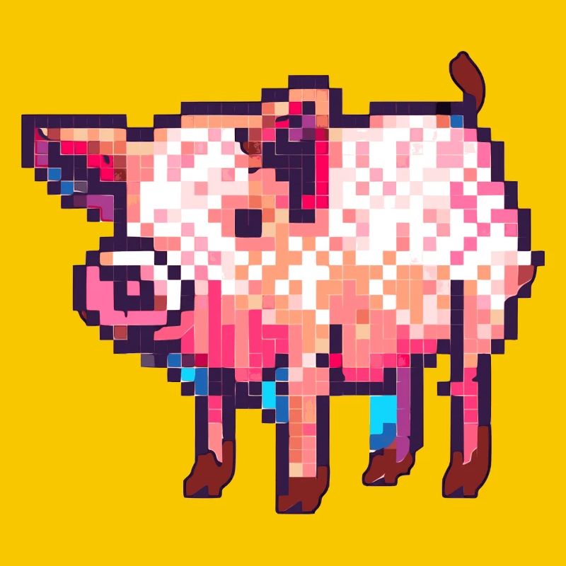 Cochon 8 bits dans un graphique rétro en pixels