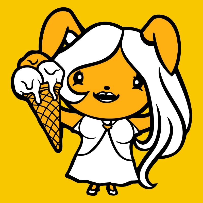 Hase isst Eis Waffel Eiscreme lecker Mädchen Frau