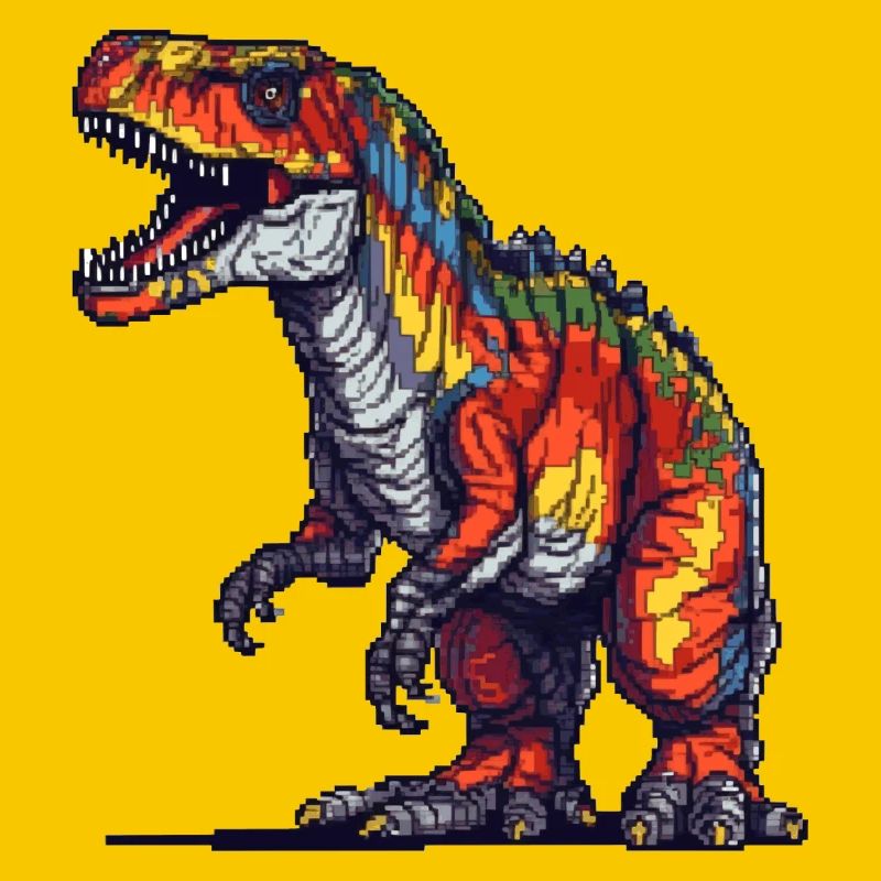 Dino in Retro Pixel Grafik 8-Bit oder 16-Bit