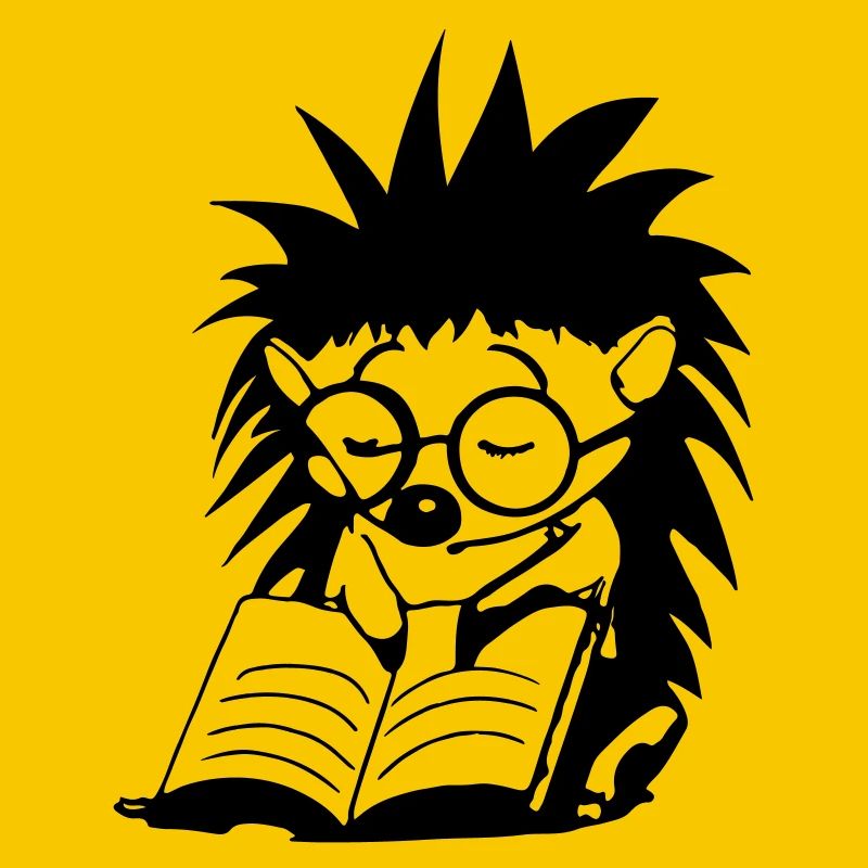 Igel liest Buch und schläft Illustration Geschenk