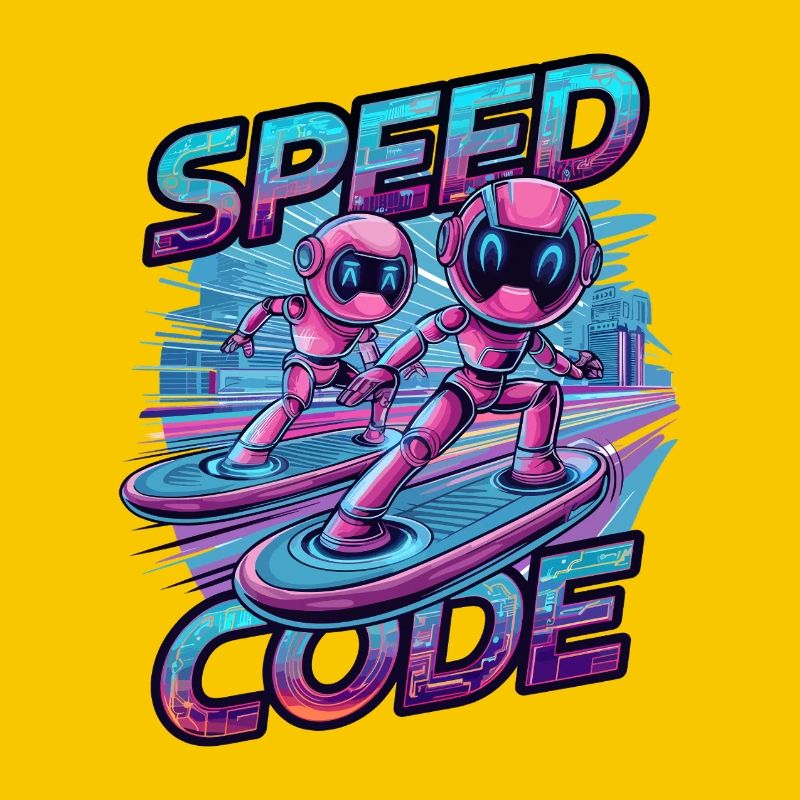 Speed Code Cyberpunk Roboter Surfen Tech Kunst
