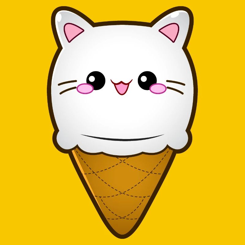 Crème glacée Chat Crème glacée Chat glace Boule de crème glacée à la vanille