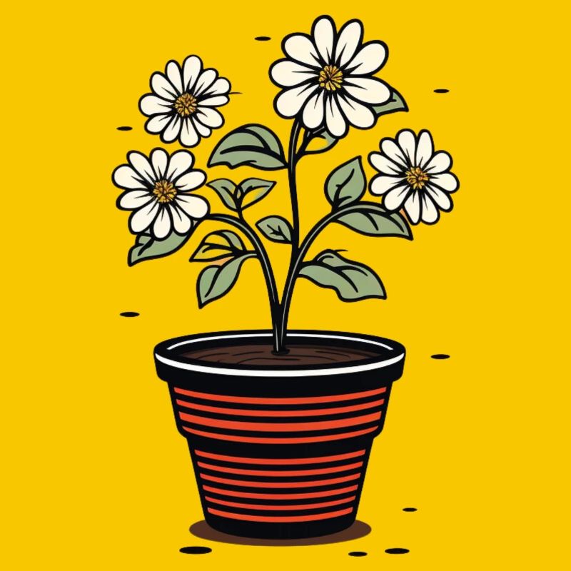 Pot de fleurs mignon style fleurs blanches