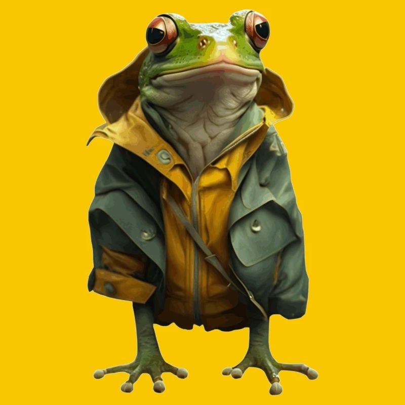 Such a storm thinks the frog with a rain jacket