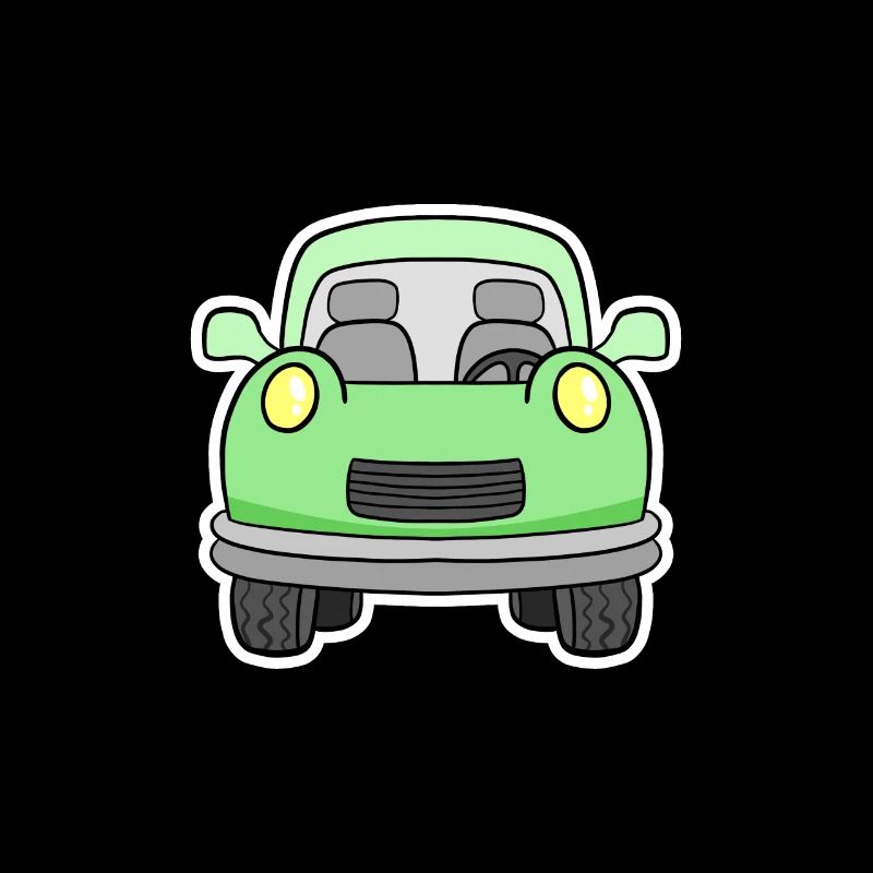 Cheerful green wagon front view