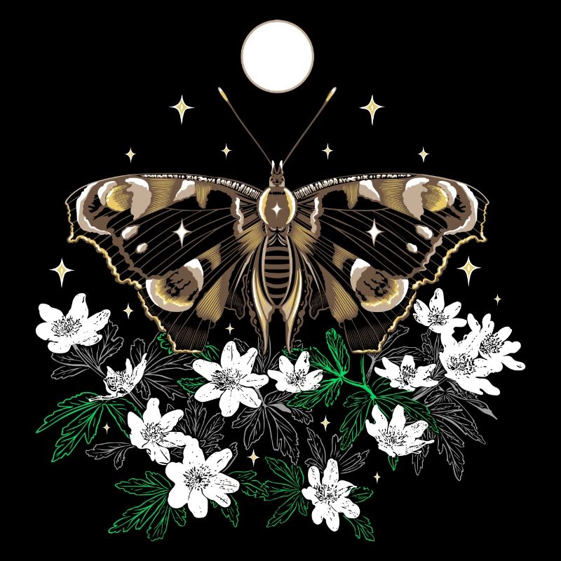 Moth Moth avec des anémones de brousse