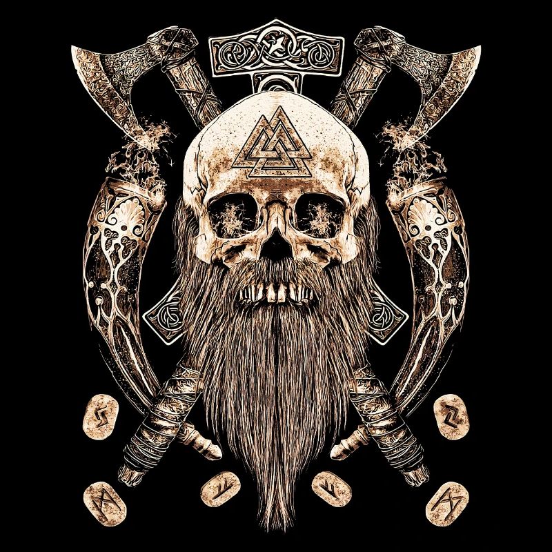 Valhalla Siegel Wikinger Schädel Skelett Goth