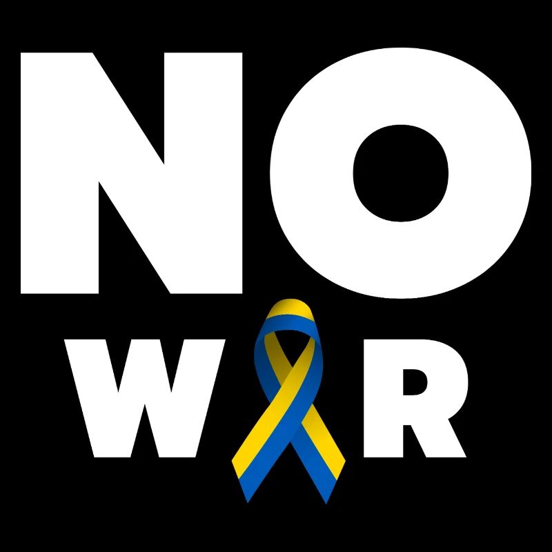 Texte « Pas de guerre » avec ruban de solidarité ukrainien