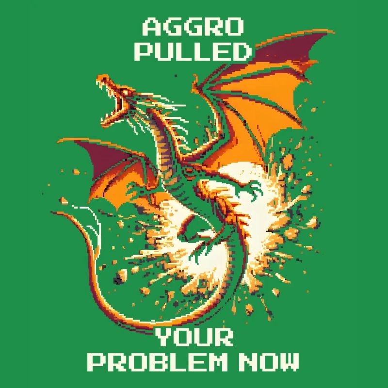 Aggro gezogen – dein Problem | Drache Pixel Art