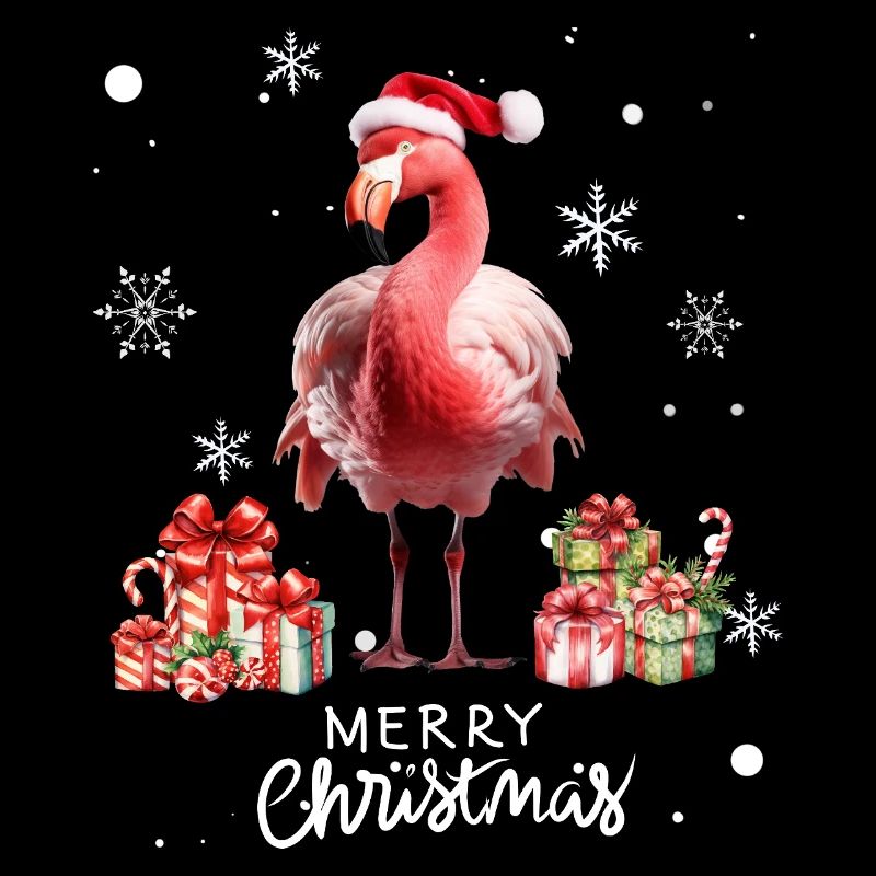 Flamingo à Noël. Cadeau de Noël