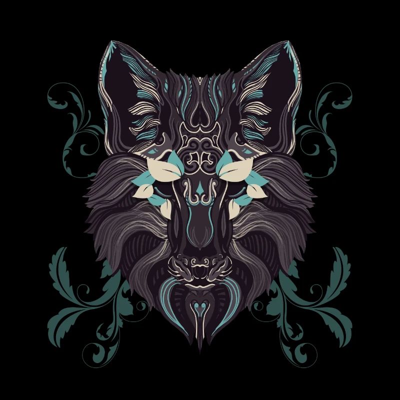 Turquoise Ornamental Wolf