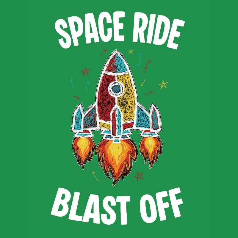 Fusée Espace Retro Scribble Blast Off