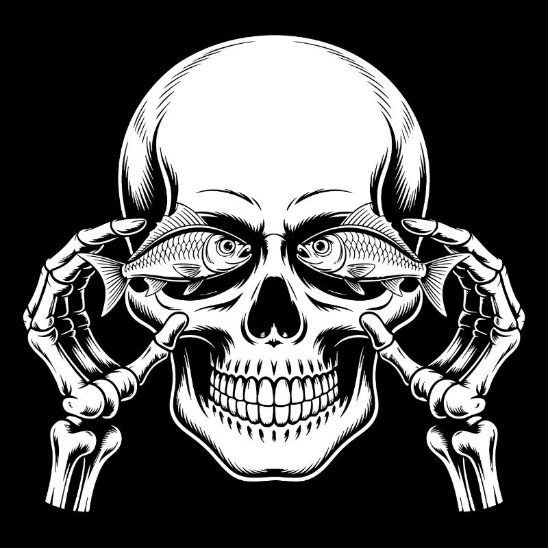 Skull motif with fish
