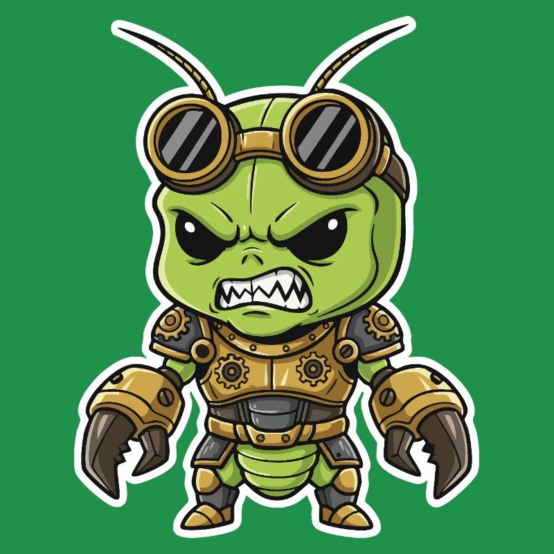 Alien Steampunk Warrior Armor Brass
