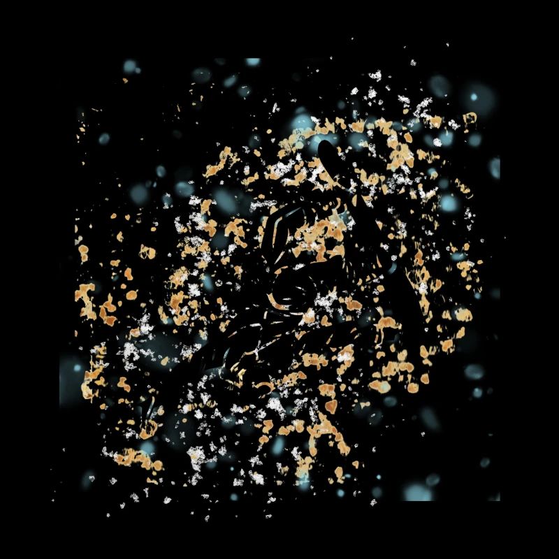 Blue-gold splashed snowboard