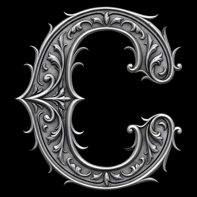 der Buchstabe C Silber Metallic Ornament