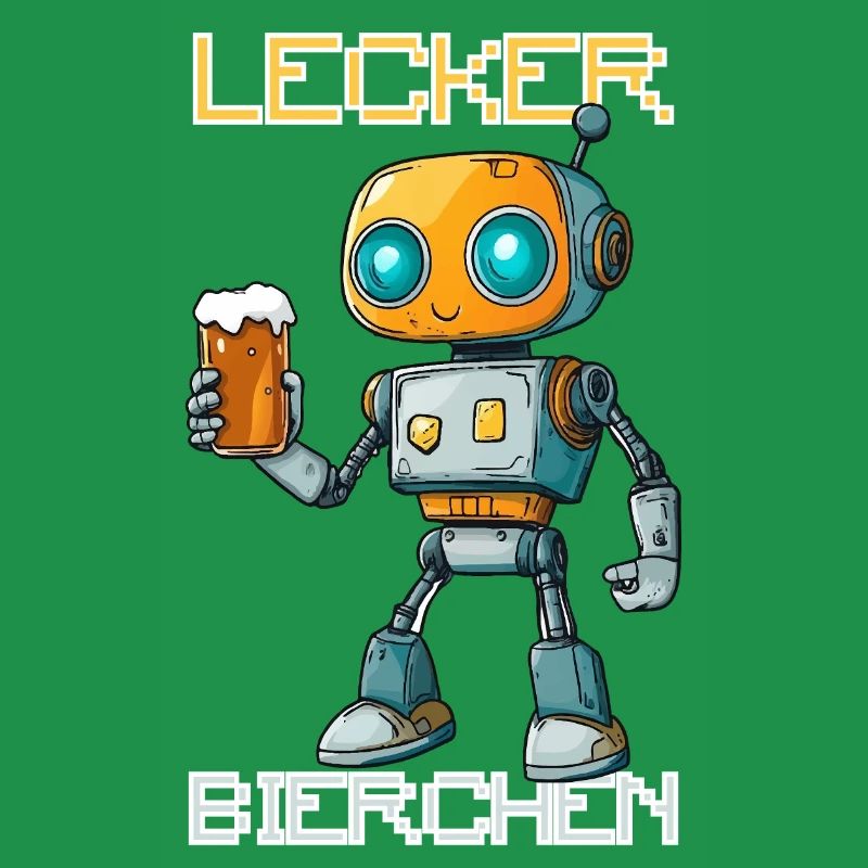 Lecker Bierchen X Roboter mit Bier lustiges