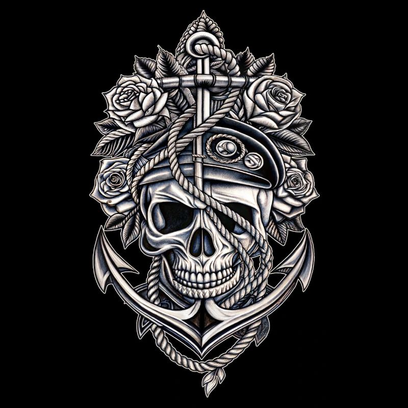Navy skull anchor gothic skull