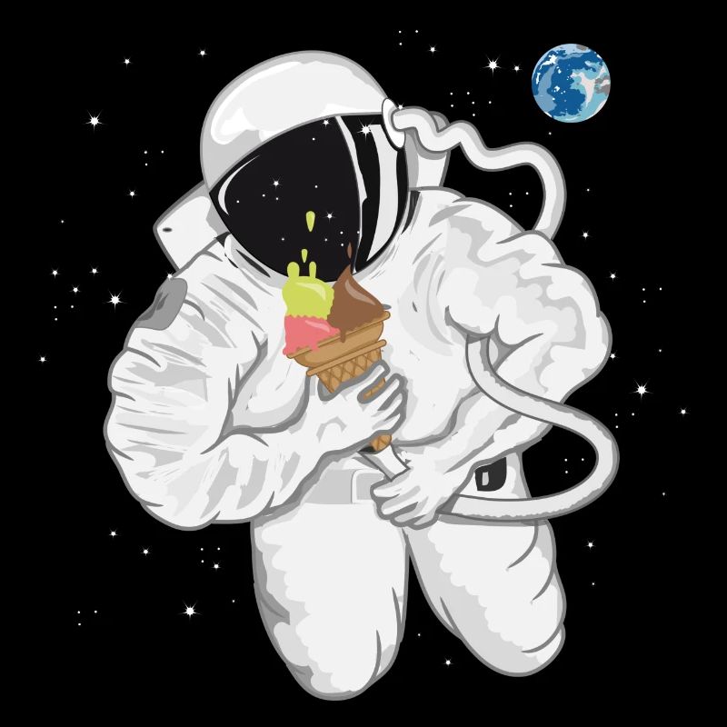 Un astronaute avec un cornet de crème glacée