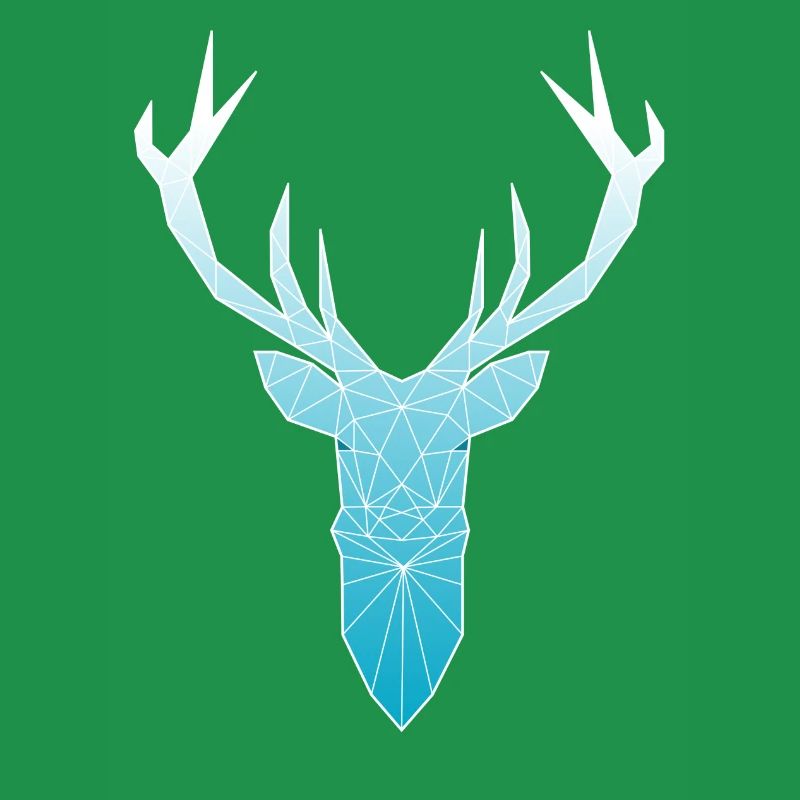 Deer head in triangle design (light blue)