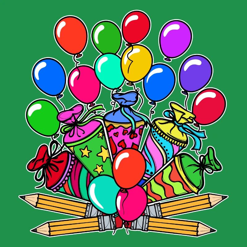 School Start Balloon Pencil School Bag Start