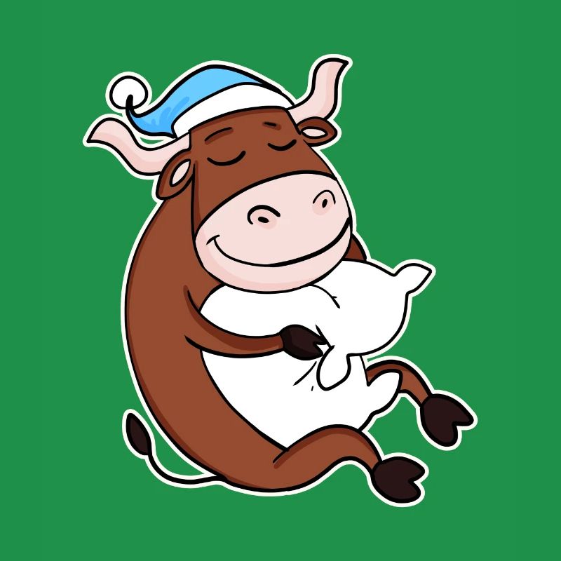 Ox with pillow and sleeping cap