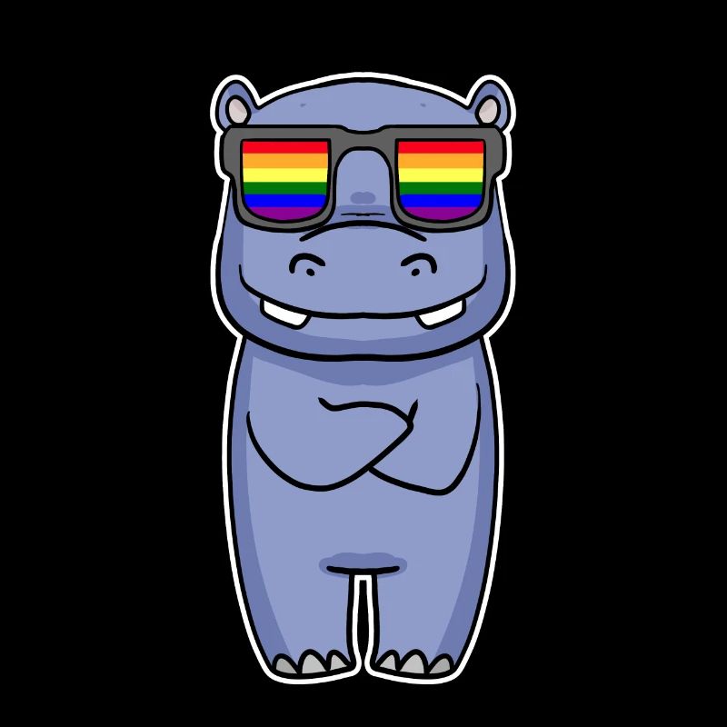 Rainbow - Hippopotamus with glasses