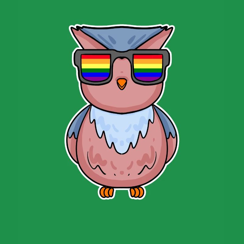 Regenbogen - Eule mit Brille