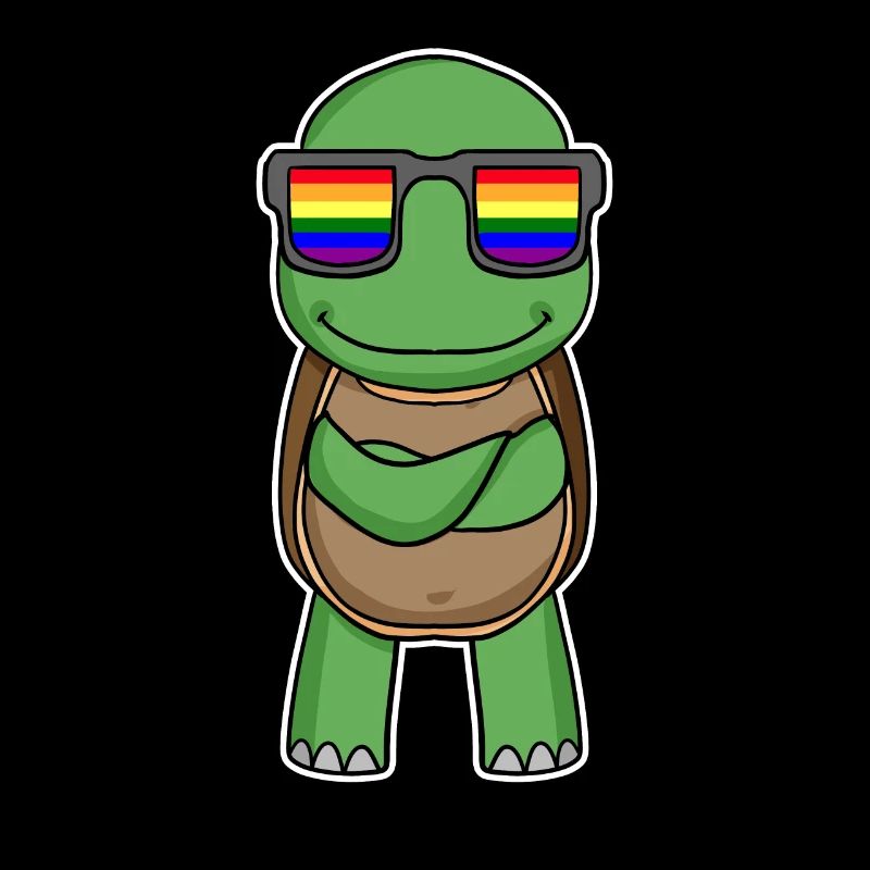 Rainbow - Turtle with glasses