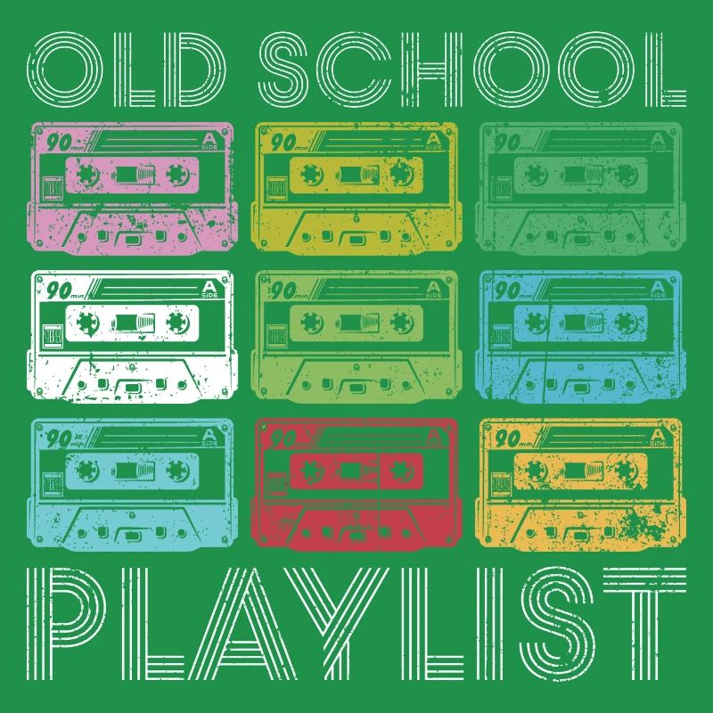 Rainbow Cassette Grid Print