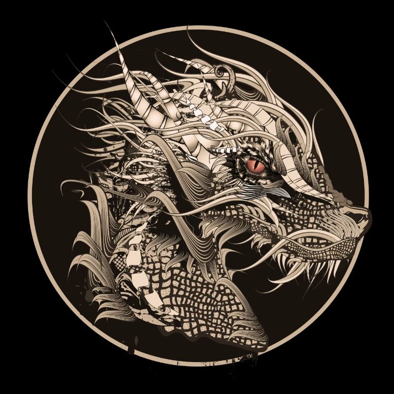 kunstvoll gestalteter mystischer Drachen Patch