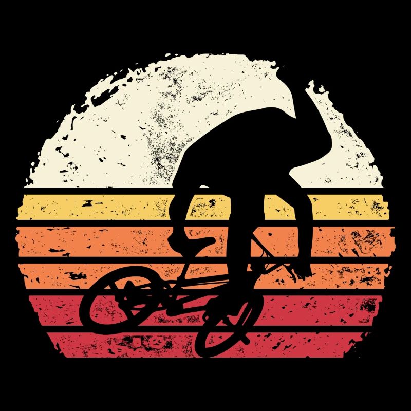 Retro Sunset Cyclist Silhouette
