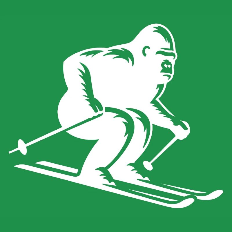 Monkey Gorilla Chimpanzee Ski Silhouette Design