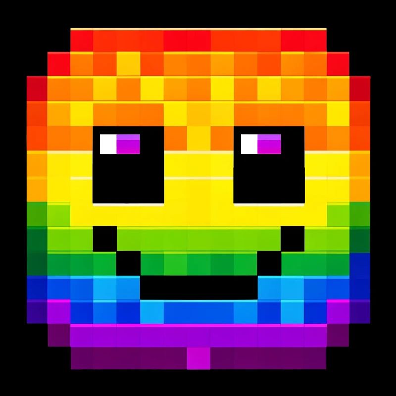 Pixelated Rainbow Smile Face