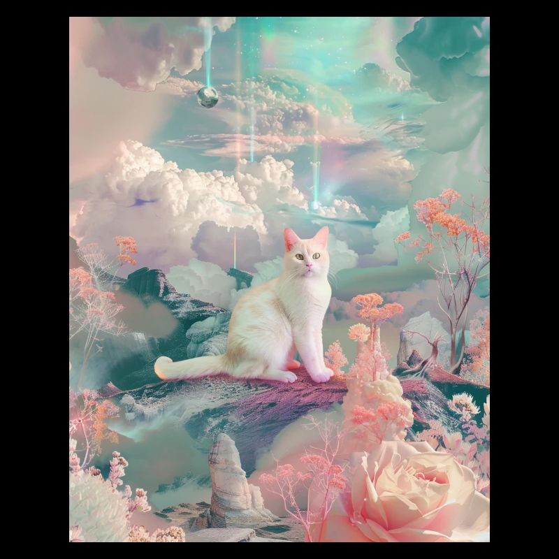 Pastellfarbene Katze in Dreamscape
