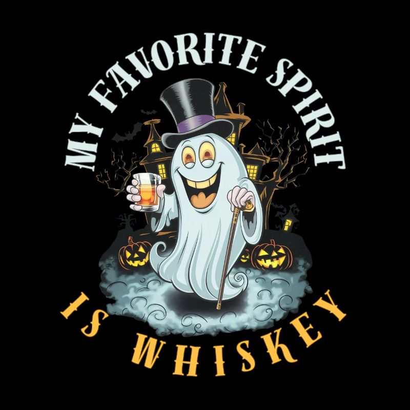 Spooky Ghost with Whiskey and Top Hat