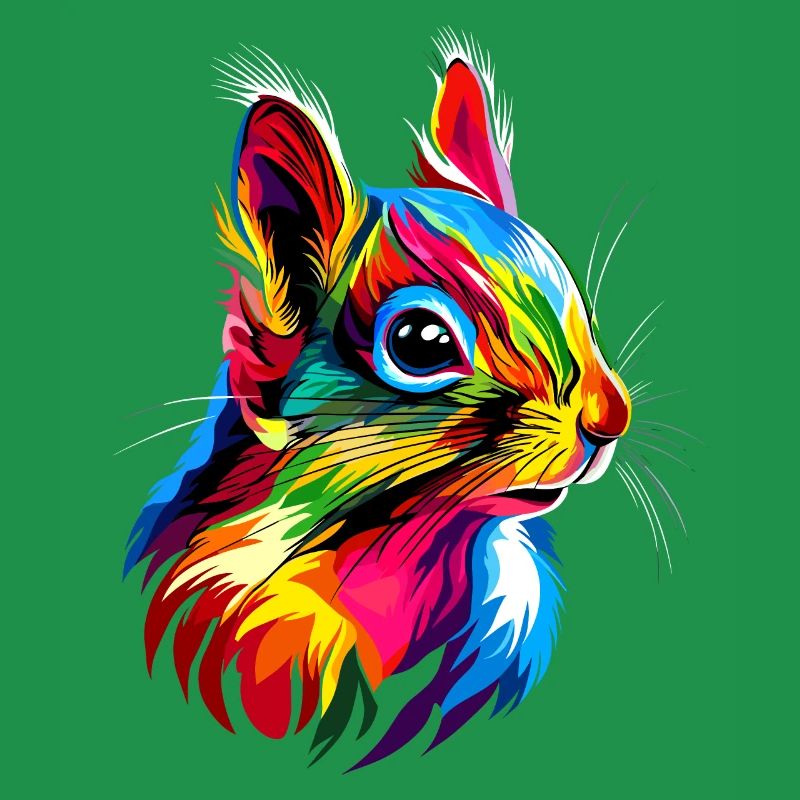 Eichhörnchen Kopfhörer Bunt Popart DJ Eichhörnchen