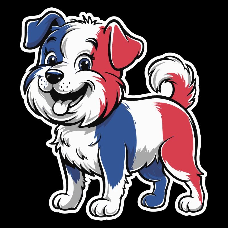 Chien aux couleurs du drapeau français 2026