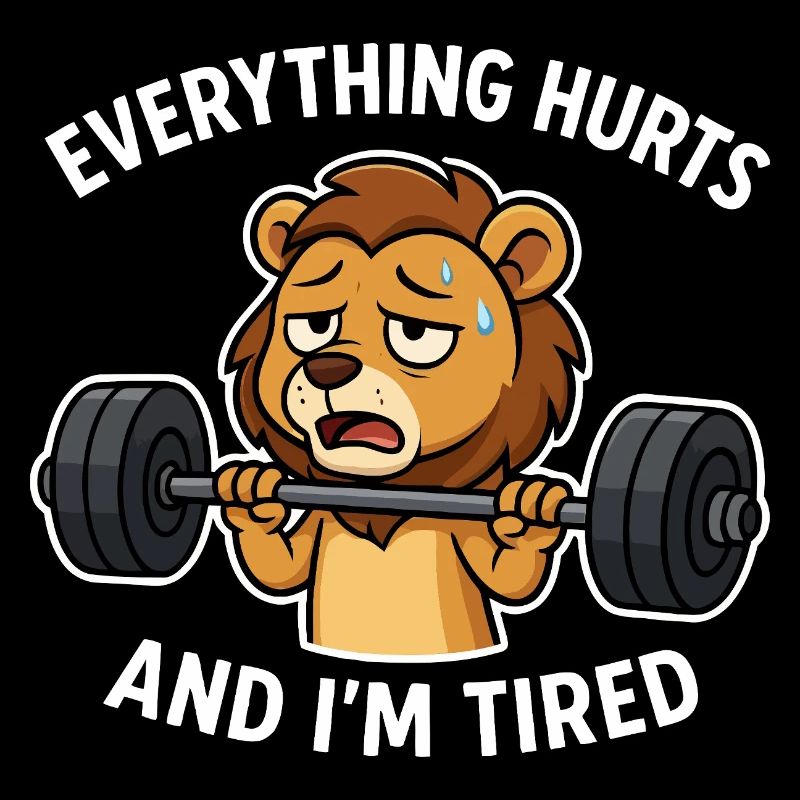 Müdes Löwen-Workout-Meme-Design