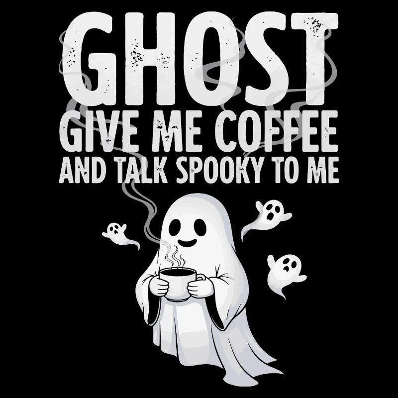 Spooky Coffee Ghost Illustration
