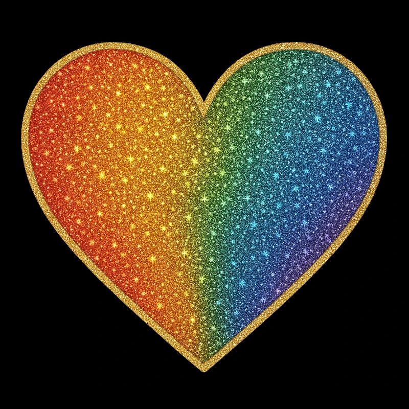 Funkelndes Regenbogenherz Design