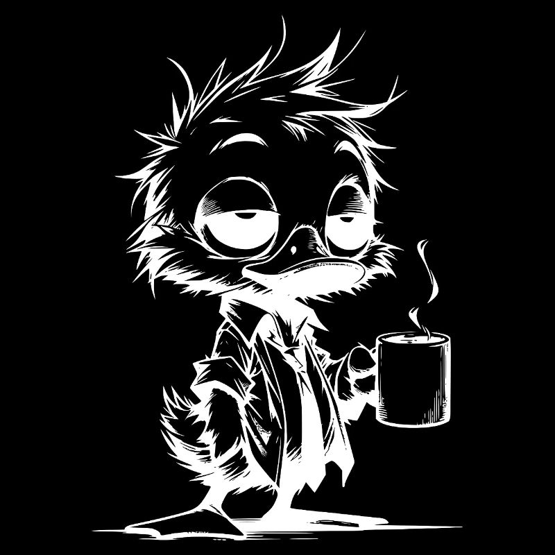 Canard du bureau chaos matinal avec café au bureau