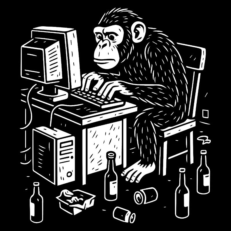 Schreibtischgebundener Affenprogrammierer